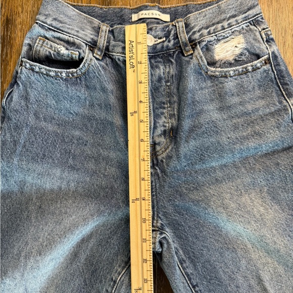 PacSun Women’s Blue High Rise Straight Distressed Button Fly Jeans Size 25 - Picture 8 of 11
